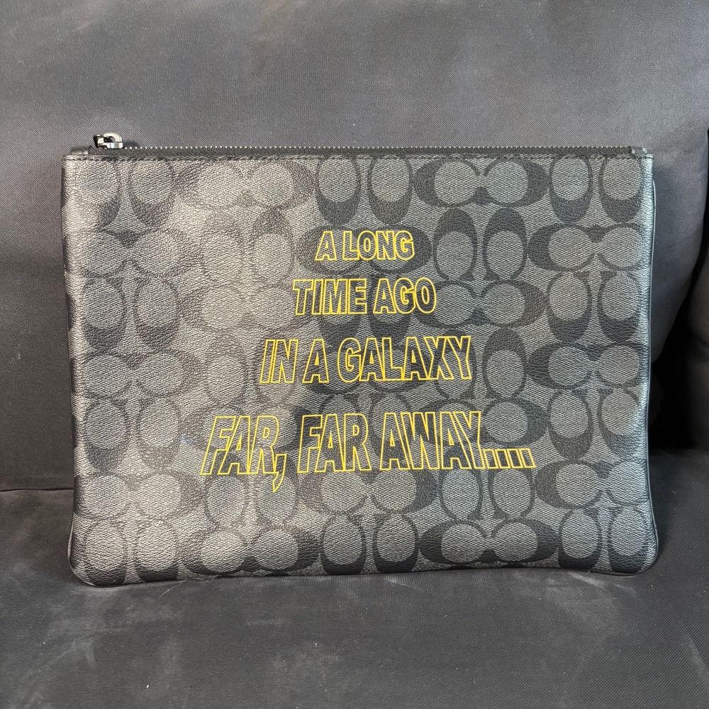 Coach Star Wars Signature Large Pouch Charcoal F88119 Galaxy Far Away Clutch